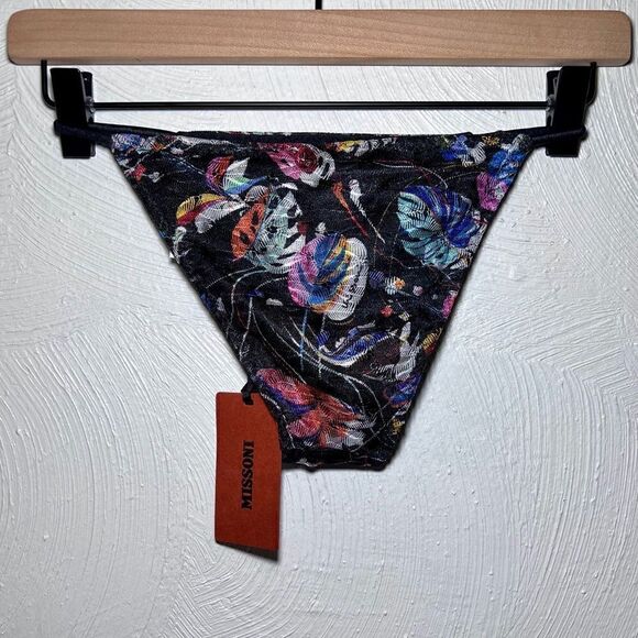 Missoni Dégradé Fringed Halter Neck Triangle Bikini in Black Monstera - Picture 7 of 13